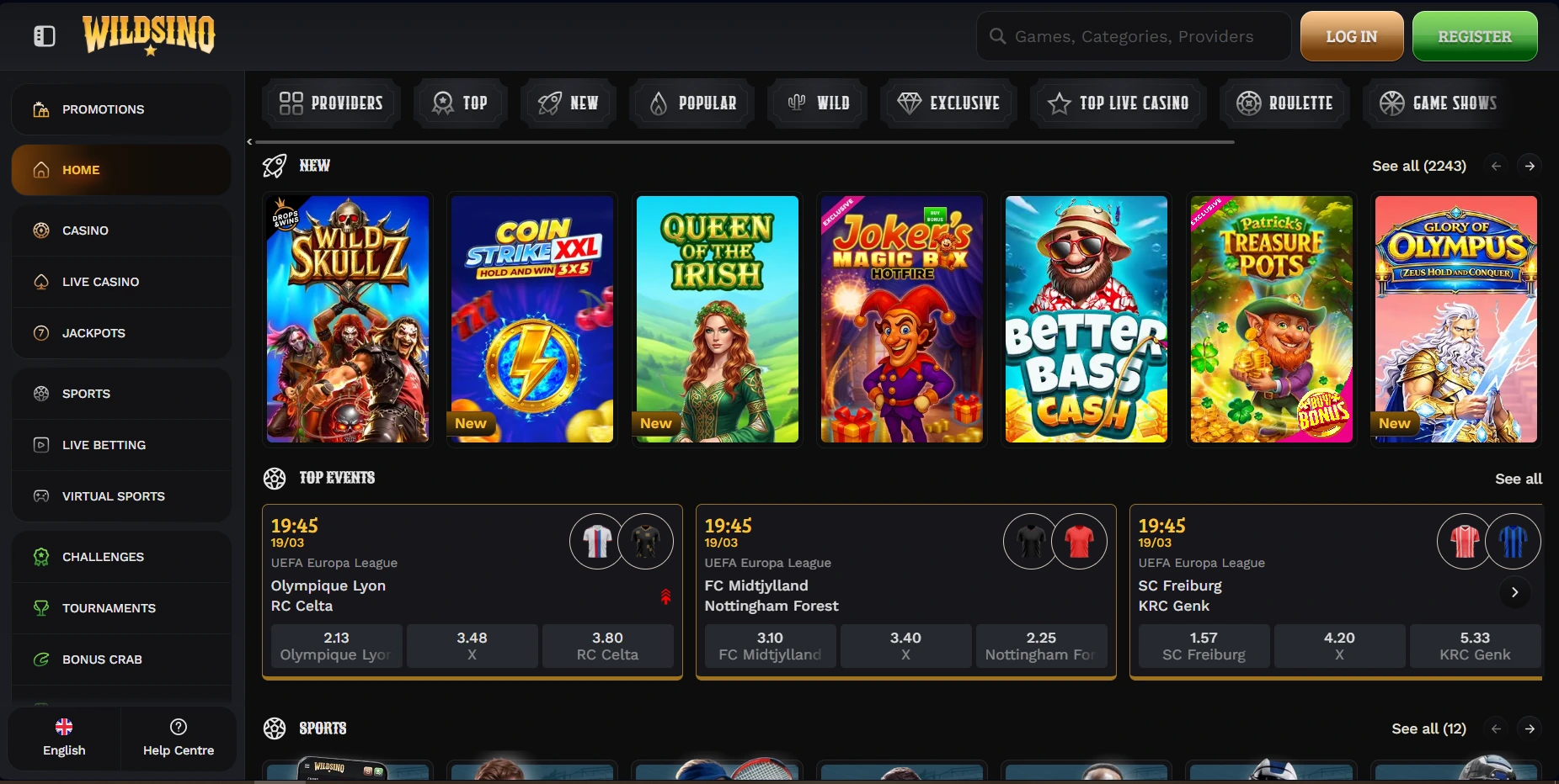 Wildsino Casinon etusivu