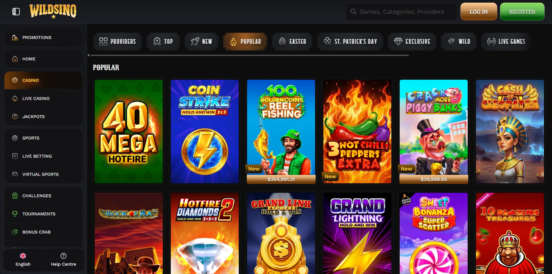 Wildsino Casino: Parhaat kolikkopelit